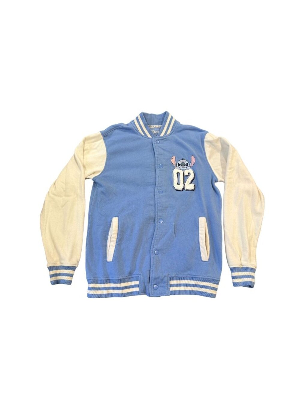 Disney Lilo & Stitch Stitch Varsity Jersey Jacket Snap Front Size S